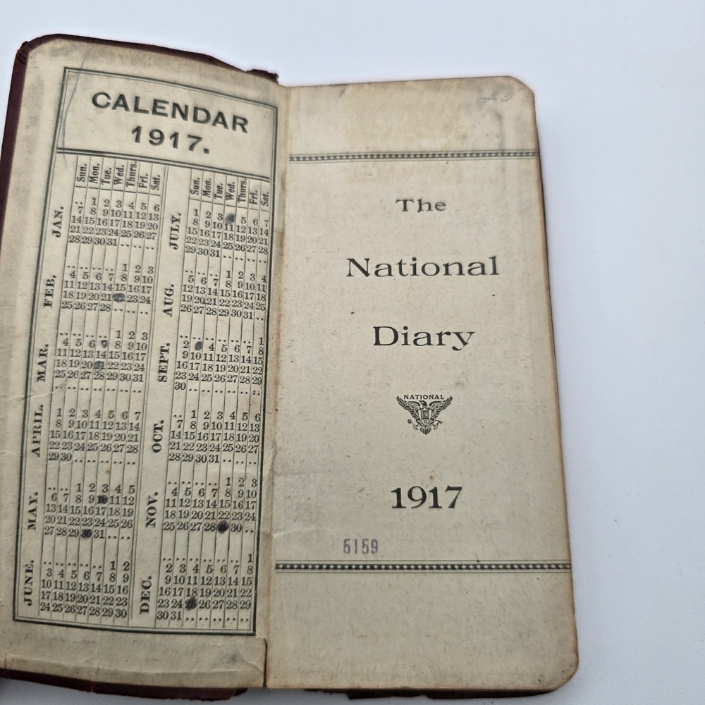 Antique 1917 National Diary Handwritten WWI Era Pocket Ledger Ephemera